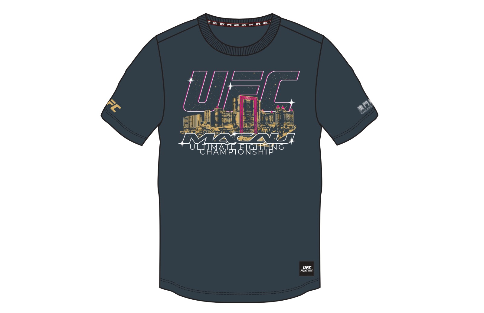 格斗周期间，明珠大堂将发售UFC官方纪念商品，呈献专为UFC澳门格斗周2026打造的限量设计佳品，别具收藏价值。