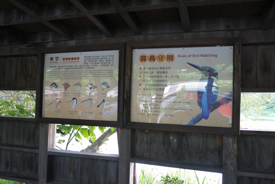 鳥松濕地公園賞鳥告示 攝影：三井