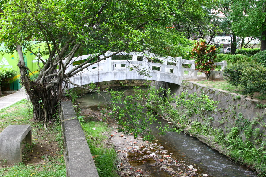 北投公園內水溝也是溫泉 攝影：簡時強